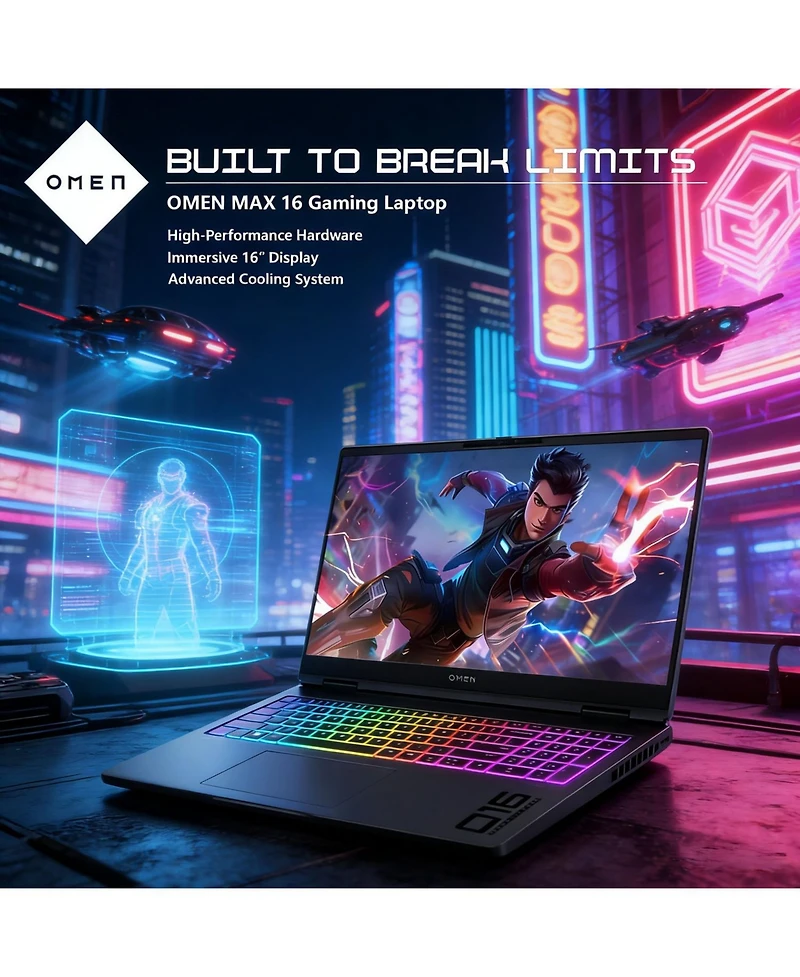 Hp Omen Max Rtx 5070 Gaming Laptop, 16" Wqxga 240Hz, Amd Ryzen Ai 7 350, 64GB DDR5 Ram, 1TB Ssd, Rgb Backlit Kb, Wi-Fi 6, Windows 11 Home