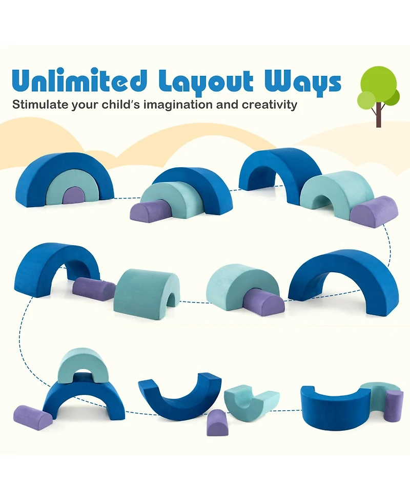 Mecale Kids' Rainbow Arc Climber Set with Foam Blocks and Machine