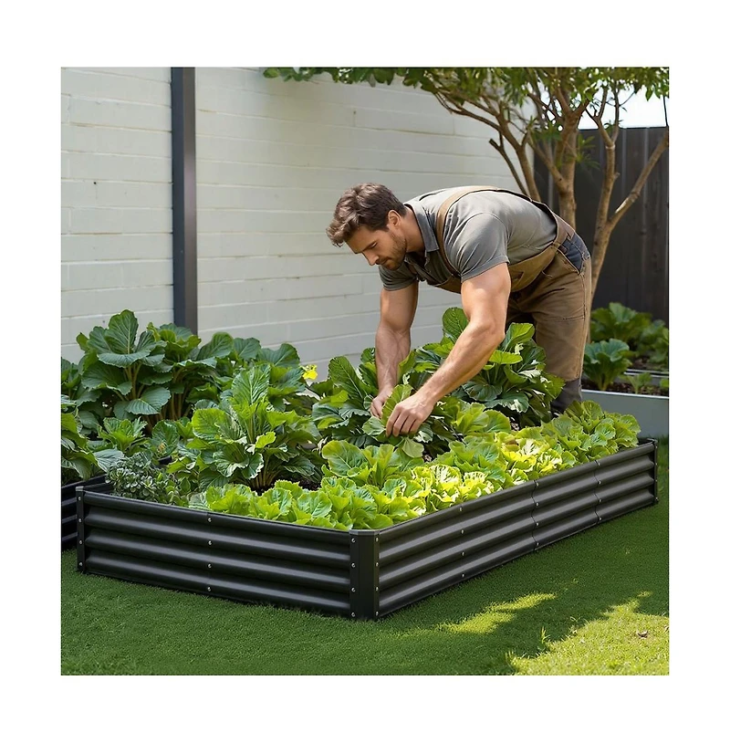Slickblue 8x4x1 ft Galvalume Metal Raised Garden Bed