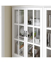 Homsee 3 in 1 Luxurious Large Bookcase with 30 Shelves & Doors