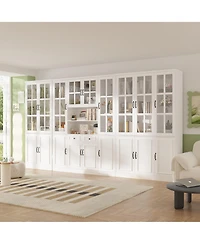 Homsee 3 in 1 Luxurious Large Bookcase with 30 Shelves & Doors