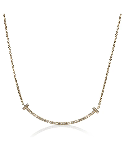 Pre-Owned Tiffany & Co Yellow Gold Diamond Small Model Tiffany T Necklace