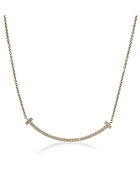 Pre-Owned Tiffany & Co Yellow Gold Diamond Small Model Tiffany T Necklace