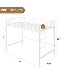 gaomon Metal Loft Bed Twin Size, Modern Heavy Duty Loftbeds with Safety Guard Rails & Space-Saving Design, Steel Beds for School, Bedroom