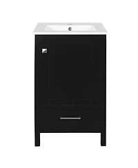 Sillysis 20" Modern Freestanding Bathroom Vanity with Ceramic Sink, Solid Wood Frame and Soft Close Door for Small Spaces