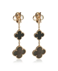 Pre-Owned Van Cleef & Arpels Yellow Gold Mother Of Pearl and Onyx Magic Alhambra Earrings