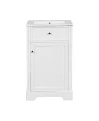 Sillysis 20" Bathroom Vanity with Ceramic Sink, Soft Closing Door & Storage Rack, Freestanding Cabinet for Small Bathrooms