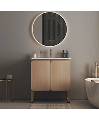 Sillysis 30" Light Oak Bathroom Vanity with Sink, Soft Closing Drawers and Large Storage Cabinet for Modern Bathrooms, Wall/Floor Mount-Sillysis