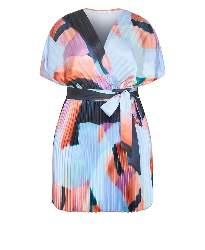 City Chic Women's Hailey Aspect Print Pleat Mini Dress