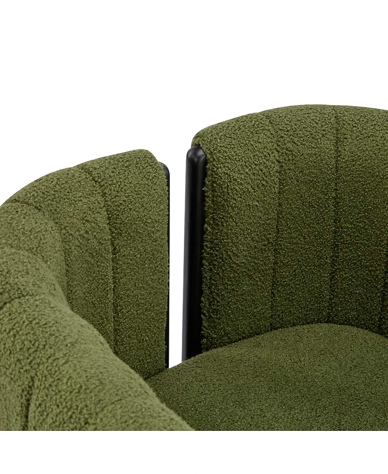 Streamdale Furniture Dining Chairs Set of 4, Modern Olive Boucle Fabric, Rubber Wood Frame