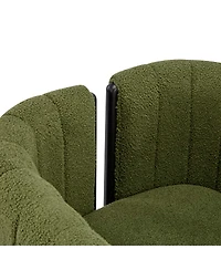 Streamdale Furniture Dining Chairs Set of 4, Modern Olive Boucle Fabric, Rubber Wood Frame