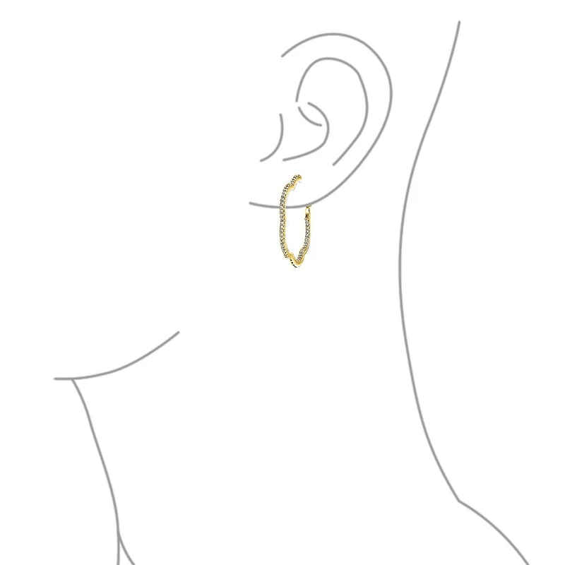Bling Jewelry Flower Shaped Inside Out Pave Cz Clover Hoop Earrings Gold Silver Plated 1.5 Inch