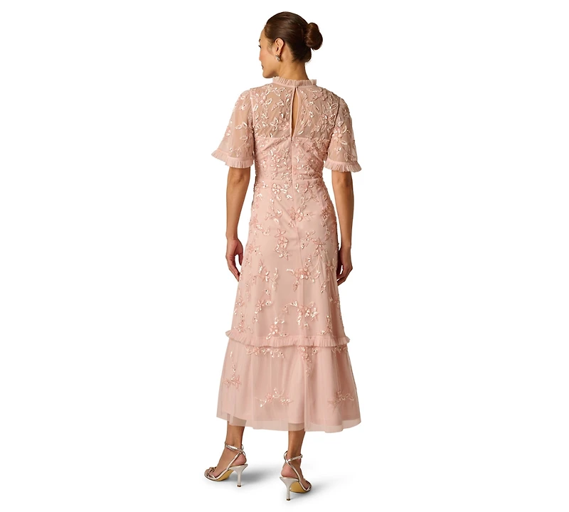 Adrianna Papell Petite Crewneck Midi Dress