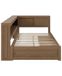 Streamdale Furniture Full Size Wood Daybed with Storage, Usb, Led, and 2 Drawers