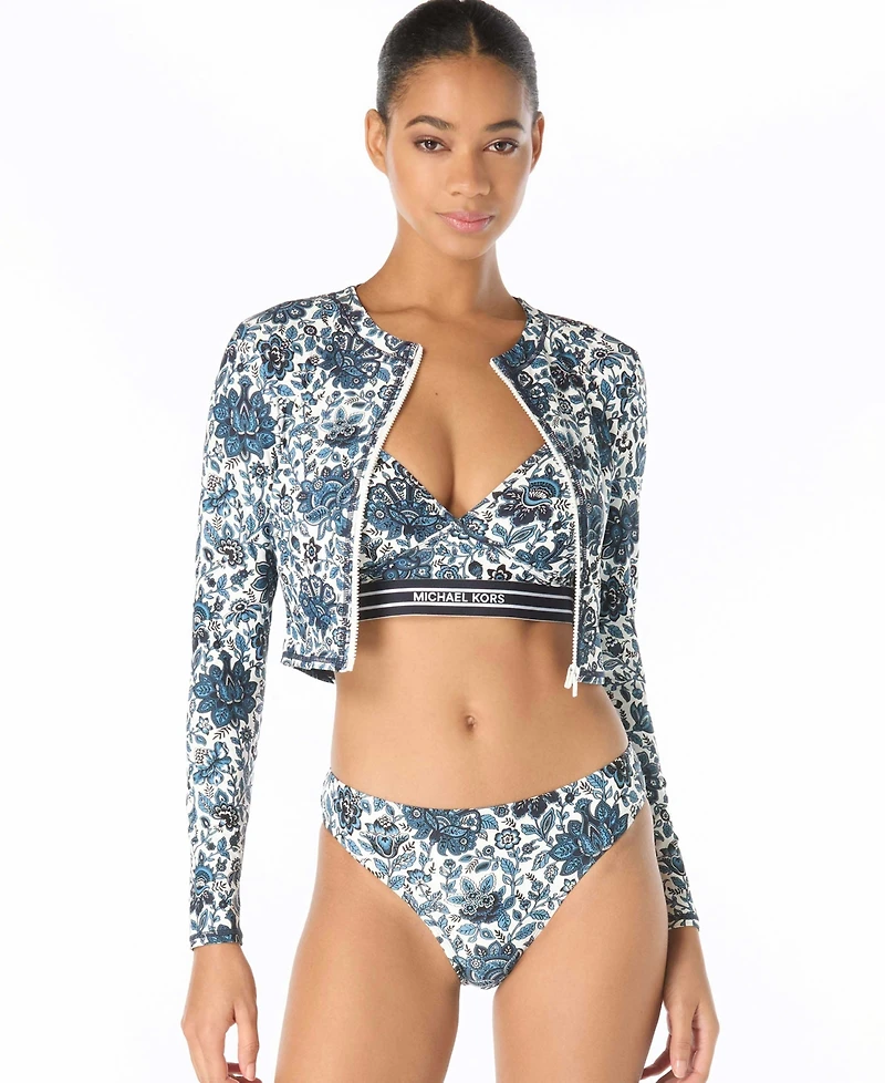 Michael Kors Women's Long-Sleeve Cropped Rashguard