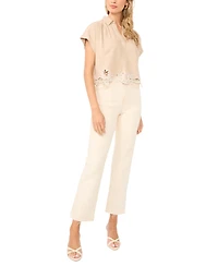 1.state Women's Collared V-Neck Short-Sleeve Blouse