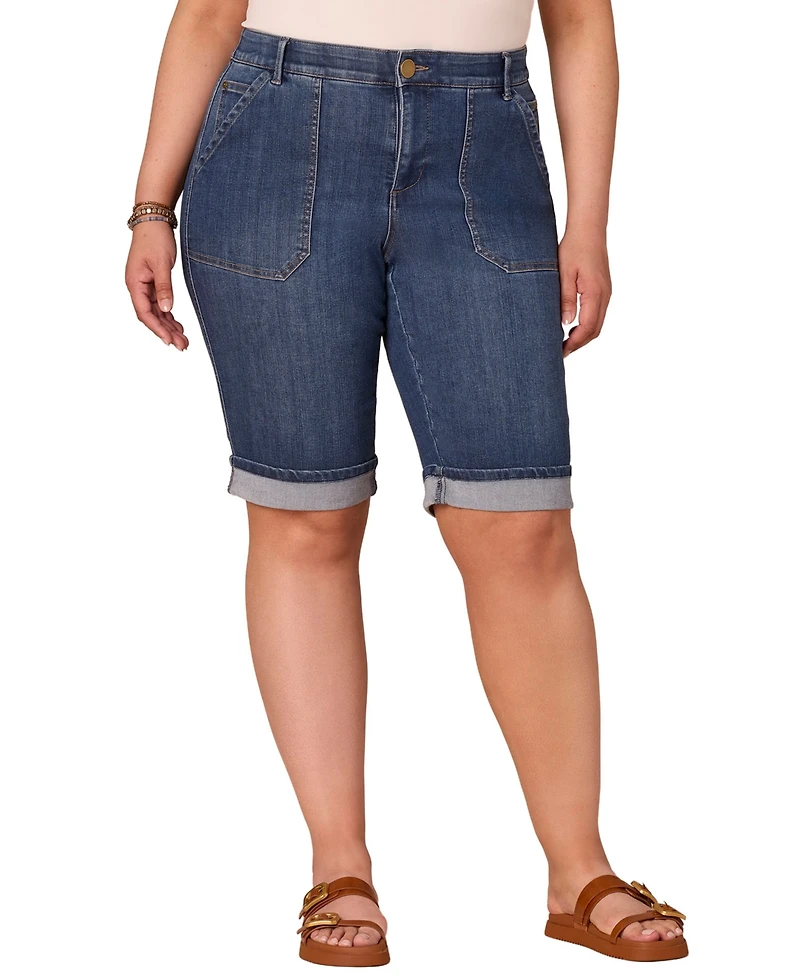 Democracy Plus High-Rise Cuffed Bermuda Shorts
