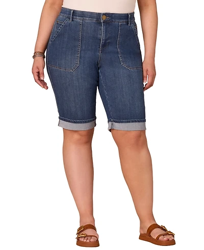 Democracy Plus High-Rise Cuffed Bermuda Shorts