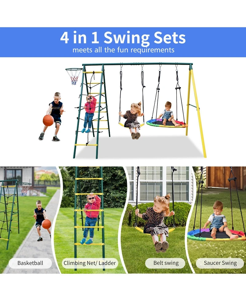 Streamdale Furniture Boys 2-Seat Indoor/Outdoor Swing Set with Safety Belt