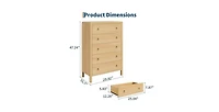 gaomon 5 Drawer Dresser for Bedroom, 47" Tall Modern Chest of Drawers, Curved Profile Design