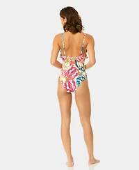 CeCe Women's V-Neck One-Piece Swimsuit
