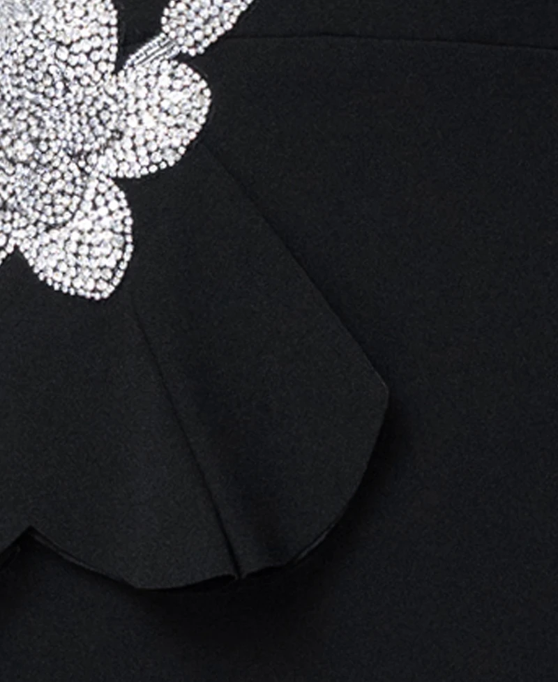 Betsy & Adam Women's Strapless Floral Accent Gown