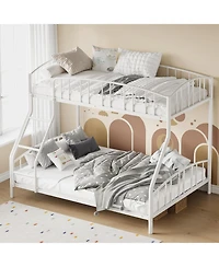 gaomon Bunk Bed Over Full with Ladder and Arched Guardrail, Heavy Duty Bunkbeds Frame Sturdy Steel Slats Support for Kids Boys Girls