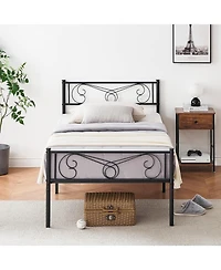 gaomon Twin Metal Platform Bed Frame With Headboard and Footboard Storage No Box Spring Mattress Support Modern Style