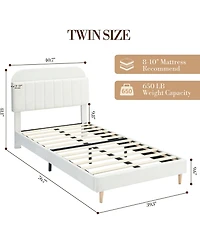 gaomon Twin Bed Frame With Bookcase Headboard Upholstered Platform Kids Bed Wooden Slats No Box Spring