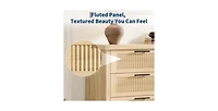 gaomon Fluted Dresser for Bedroom, 28.8'' Tall Chest of Drawers with 6 Storage Drawers, Modern Wood Clothing Organizer Cabinet