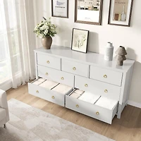 gaomon 7-Drawer Dresser with Gold Handles, Wood Chest of Drawers for Bedroom, Closet, Living Room & Hallway