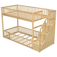 Streamdale Furniture Twin over Floor Bunk Bed, Ladder with Storage