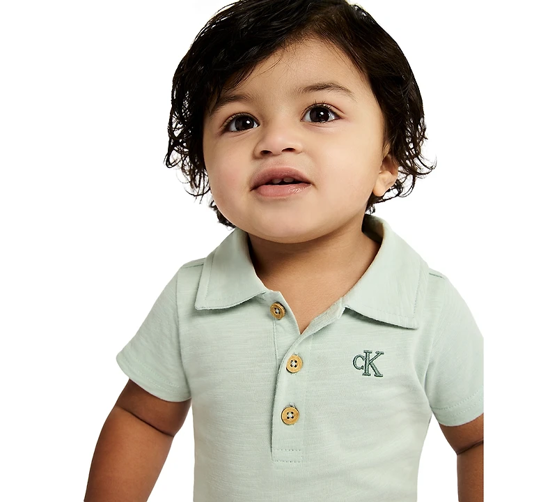 Calvin Klein Baby Boys' Polo Bodysuit & Shorts, 2-Piece Set