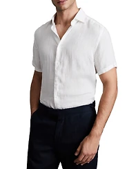 Reiss Men's Slim Fit Linen Button-Through Shirt