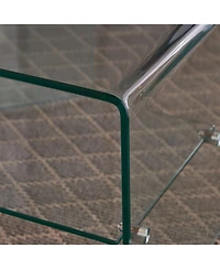 Streamdale Furniture Tempered Glass & Aluminum End Table - Living Room Accent