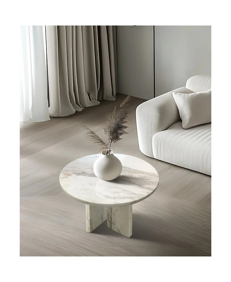 Streamdale Furniture Marble Coffee Table - Small 17.7 Inch