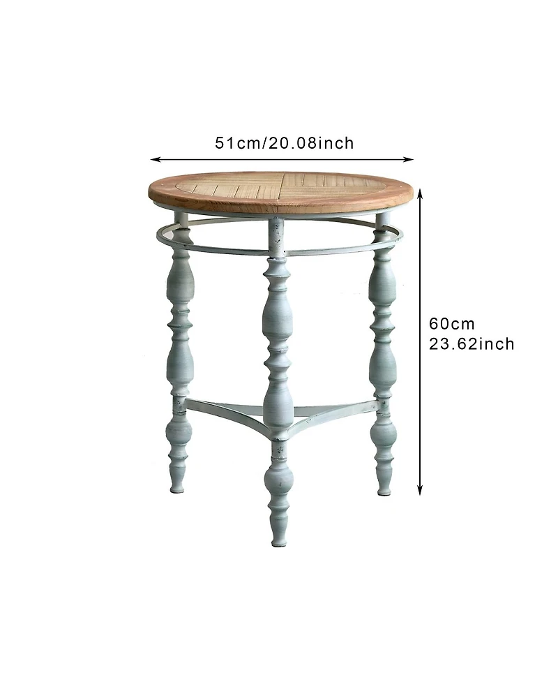 Streamdale Furniture Rustic Wooden Carved Coffee Table, Round End Table For Living Room