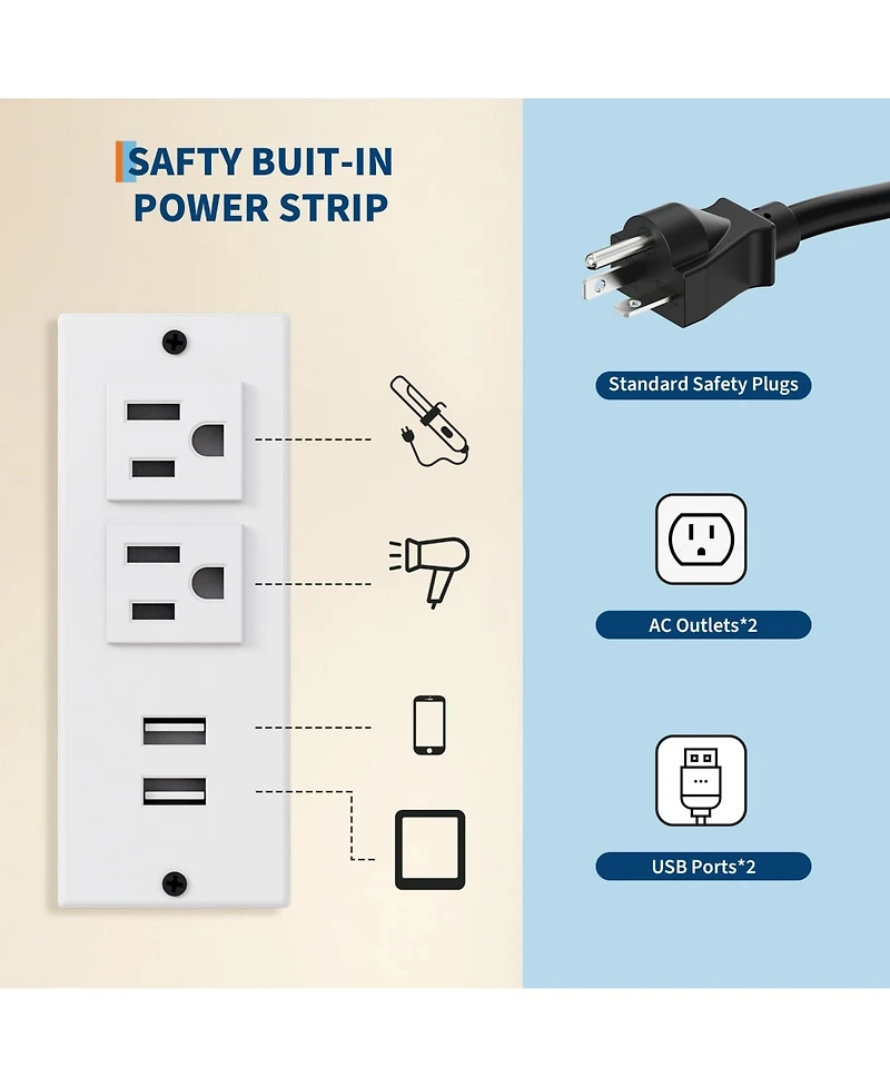 gaomon Makeup Vanity Desk with Led Lighted Mirror, 5 Drawers and Power Strip