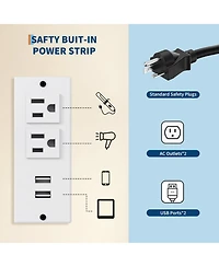 gaomon Makeup Vanity Desk with Led Lighted Mirror, 5 Drawers and Power Strip