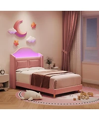 gaomon Twin Bed Frame With Headboard Velvet Wingback Platform Easy Assembly Noise Free No Box Spring