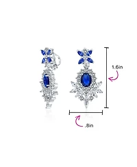 Bling Jewelry Cocktail Leaf Motif Cubic Zirconia Black White Blue Cz Chandelier Clip-On Earrings