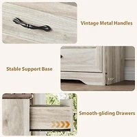 gaomon Farmhouse 5-Drawer Tall Dresser with Wide Metal Handles, Natural Wood Storage Chest for Bedroom & Living
