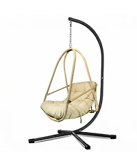 Clihome Swing Egg Chair with Stand Indoor Outdoor Wicker Rattan Patio Basket Hanging