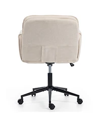 Streamdale Furniture Criss Cross Beige Cloth Swivel Desk Chair with Adjustable Armrests & Wheels
