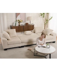 Streamdale Furniture U-Shaped Corduroy Sleeper Sofa Bed