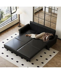 Streamdale Furniture Chesterfield Pull Out Sofa Bed, Faux Leather Convertible Sleeper