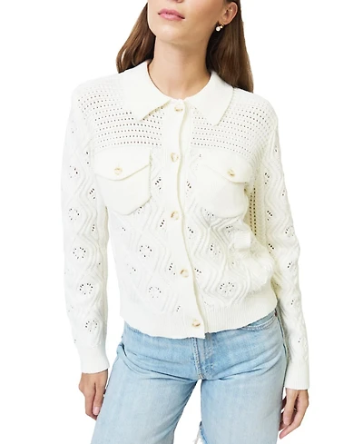 Central Park West Women's Allie Mixed Stitch Button Down Sweater