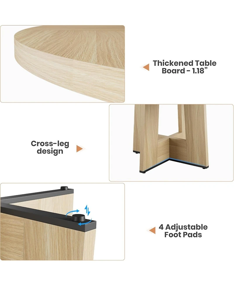 gaomon 47" Round Dining Table with Thickened Edge and Sturdy Pedestal Base