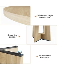 gaomon 47" Round Dining Table with Thickened Edge and Sturdy Pedestal Base