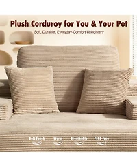 Xizzi Chaise Lounge Chair, Oversized Corduroy Upholstered Boneless Sofa Bed, Deep Seat Sleeper Cloud Couch for Living Room, No Assembly Required